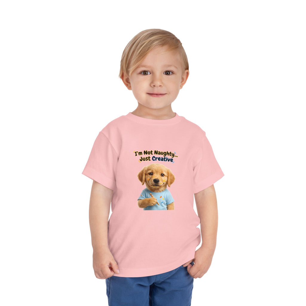 I’m Not Naughty… Just Creative – Cute Puppy T-Shirt | Funny Artist Dog Tee (Unisex)