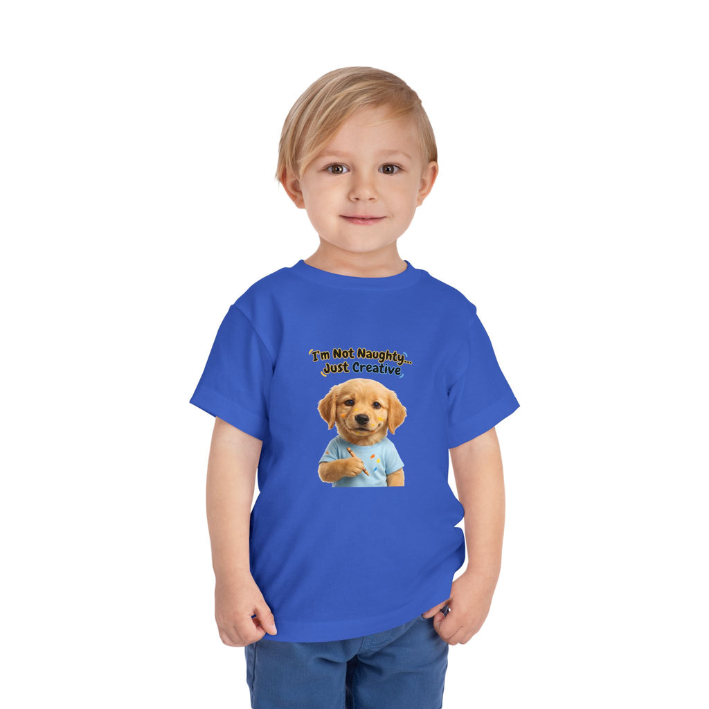 I’m Not Naughty… Just Creative – Cute Puppy T-Shirt | Funny Artist Dog Tee (Unisex)