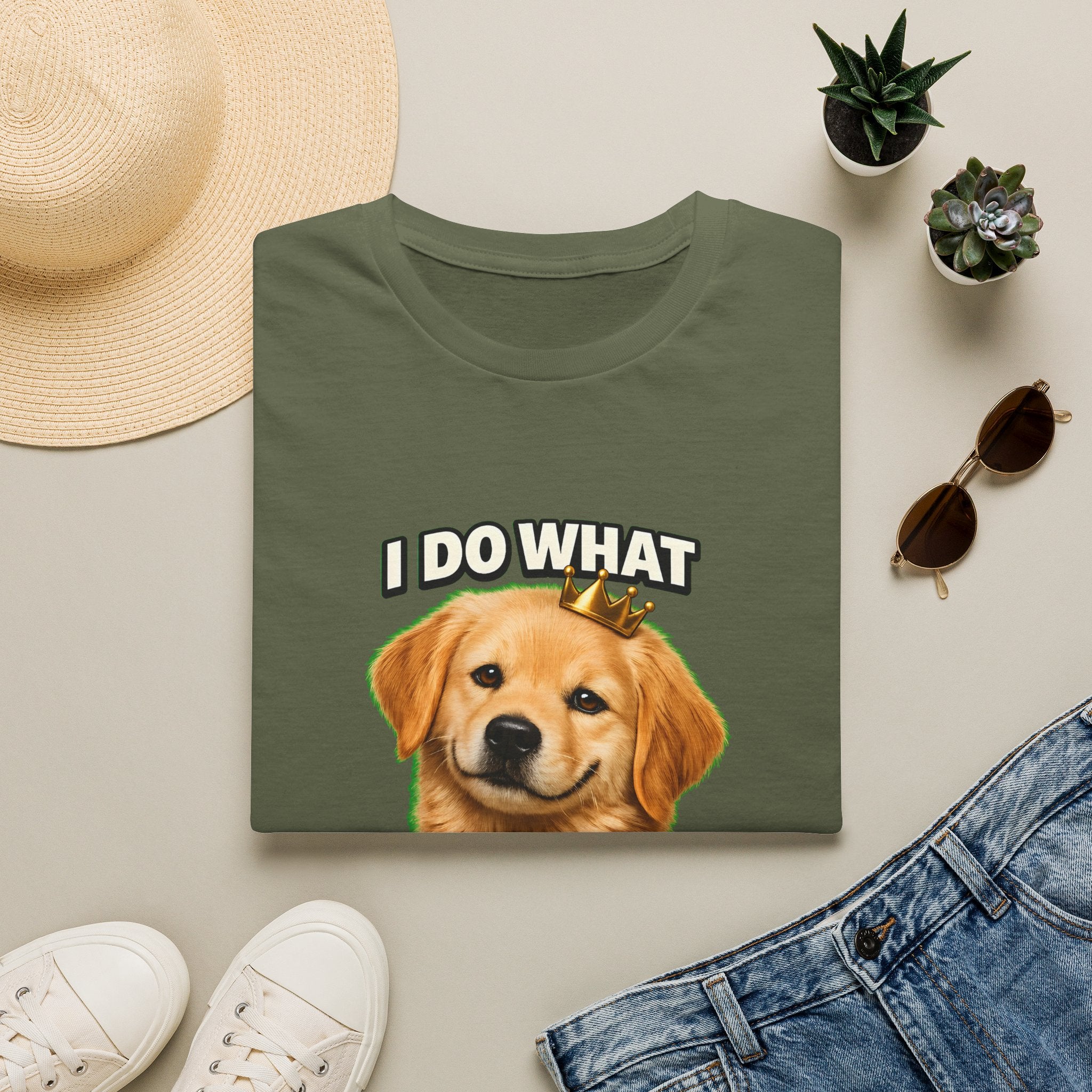 Golden Retriever Portrait I DO WHAT I WANT T-Shirt | Dog Graphic Tee