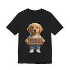 T-Shirt — Cute Puppy Holding 'Come home safe I'll Be Waiting' Sign | Dog Lover Gift