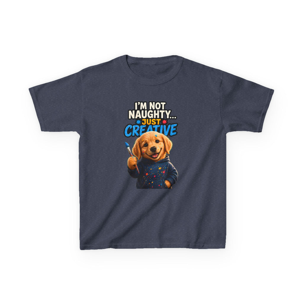 I'm Not Naughty Just Creative Kids T-Shirt | Puppy Artist Paintbrush