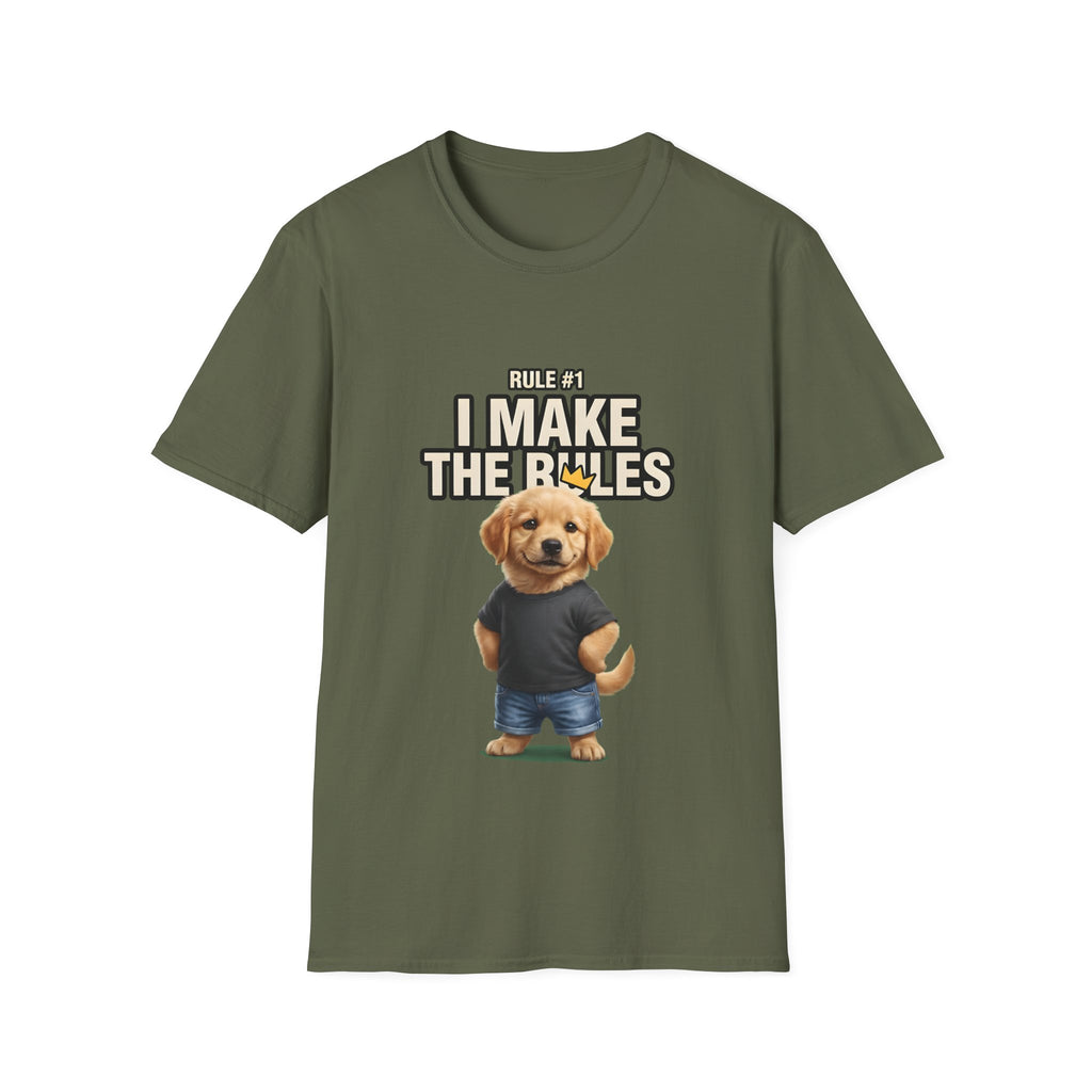 Rule #1 I Make The Rules – Funny Dog T-Shirt | Cute Boss Puppy Graphic Tee (Unisex)