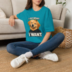 Golden Retriever Portrait I DO WHAT I WANT T-Shirt | Dog Graphic Tee