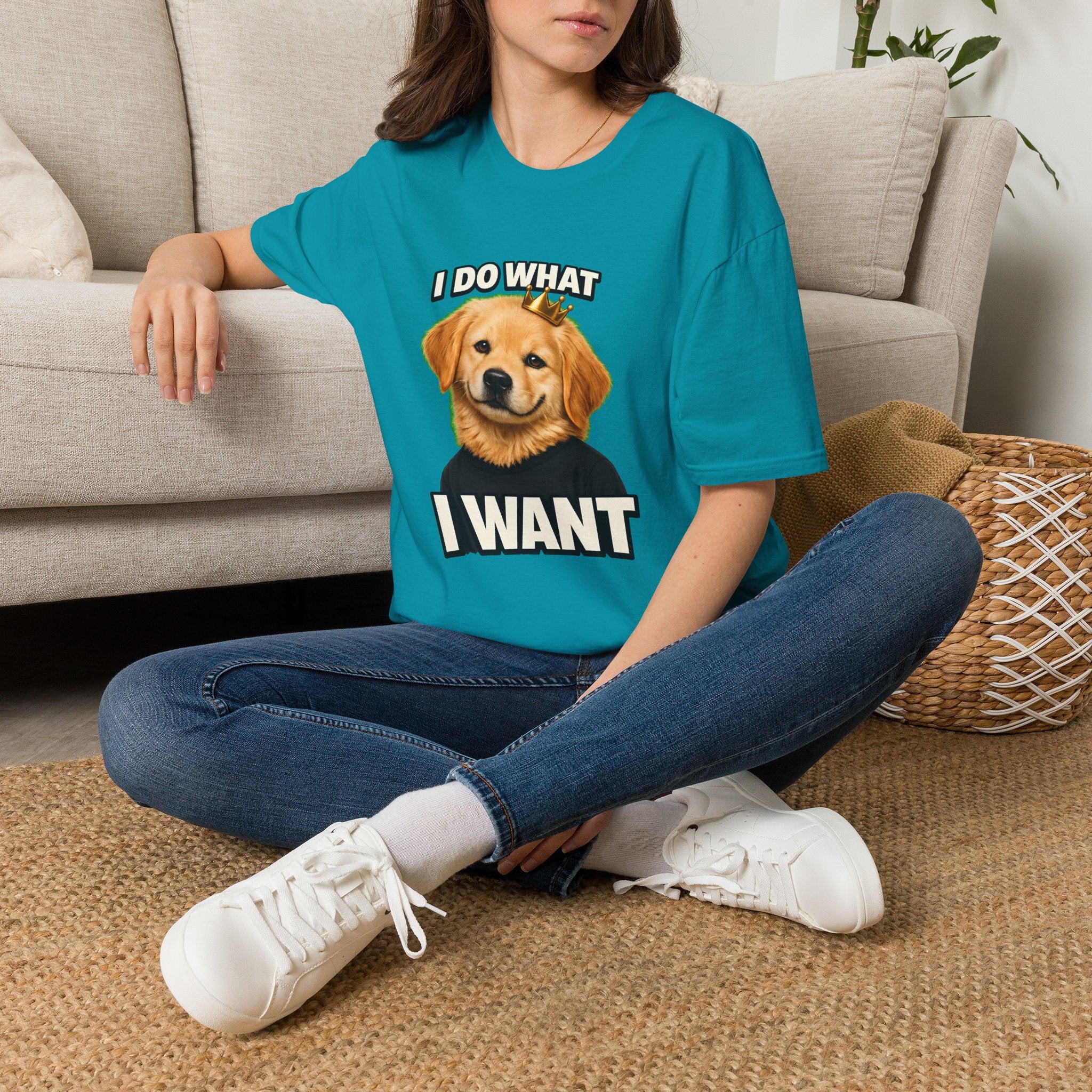 Golden Retriever Portrait I DO WHAT I WANT T-Shirt | Dog Graphic Tee