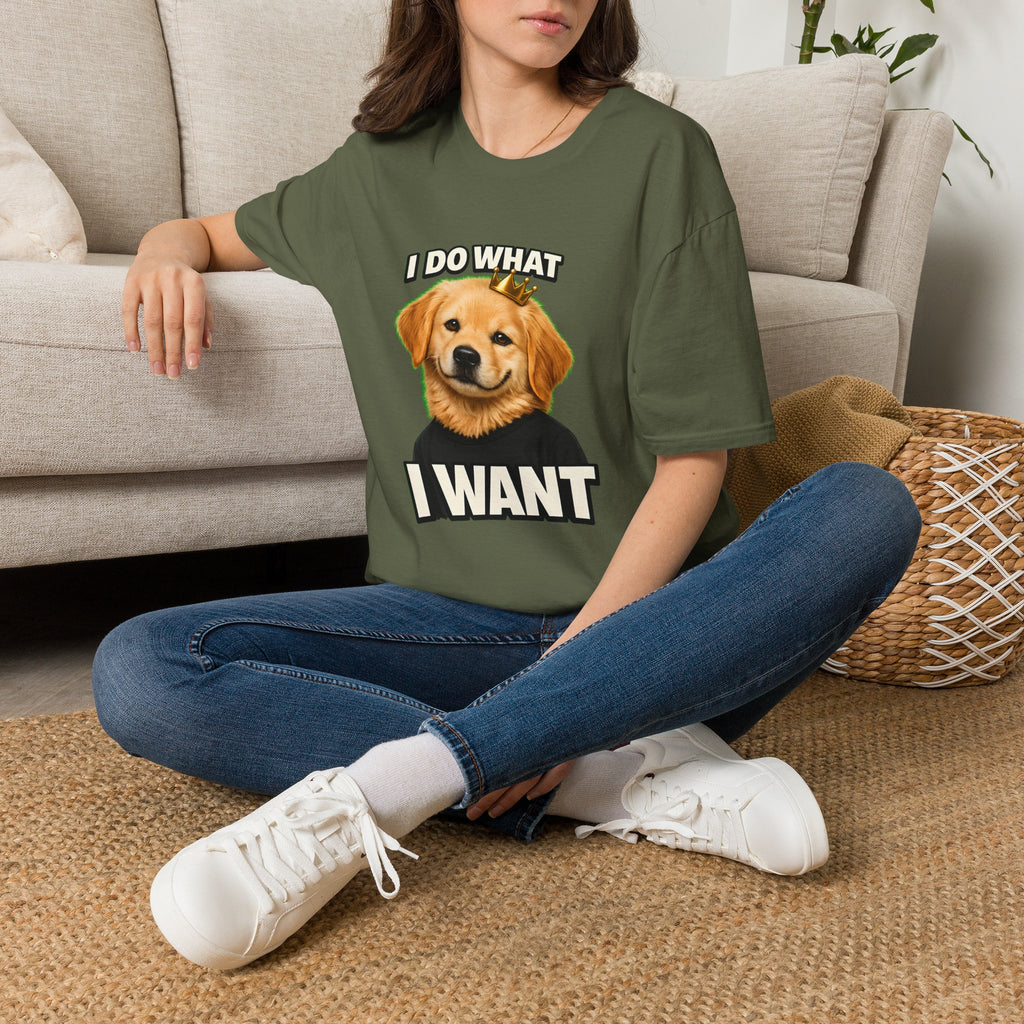 Golden Retriever Portrait I DO WHAT I WANT T-Shirt | Dog Graphic Tee
