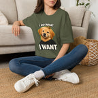 Golden Retriever Portrait I DO WHAT I WANT T-Shirt | Dog Graphic Tee
