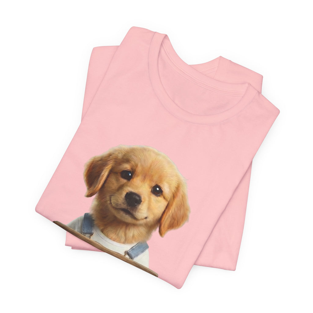 T-Shirt — Cute Puppy Holding 'Come home safe I'll Be Waiting' Sign | Dog Lover Gift