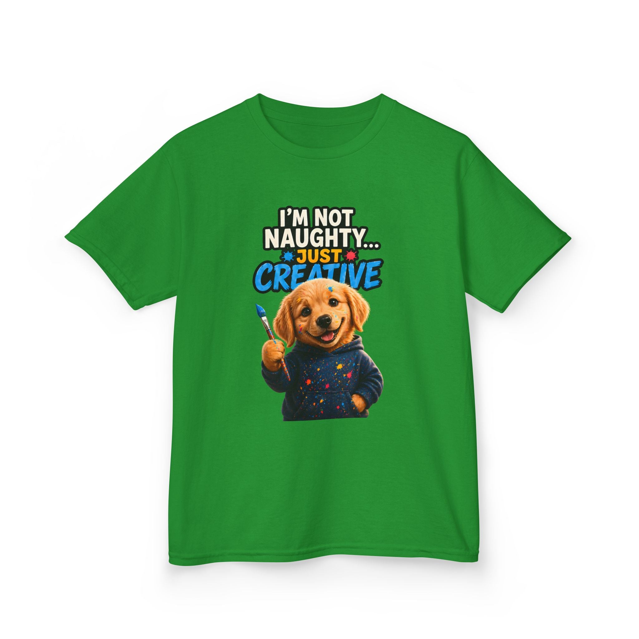 I’m Not Naughty… Just Creative – Funny Dog T-Shirt | Cute Artist Puppy Graphic Tee (Unisex)