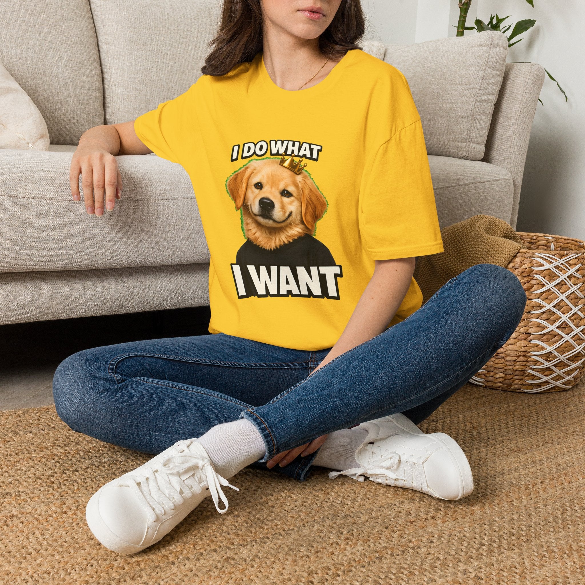 Golden Retriever Portrait I DO WHAT I WANT T-Shirt | Dog Graphic Tee