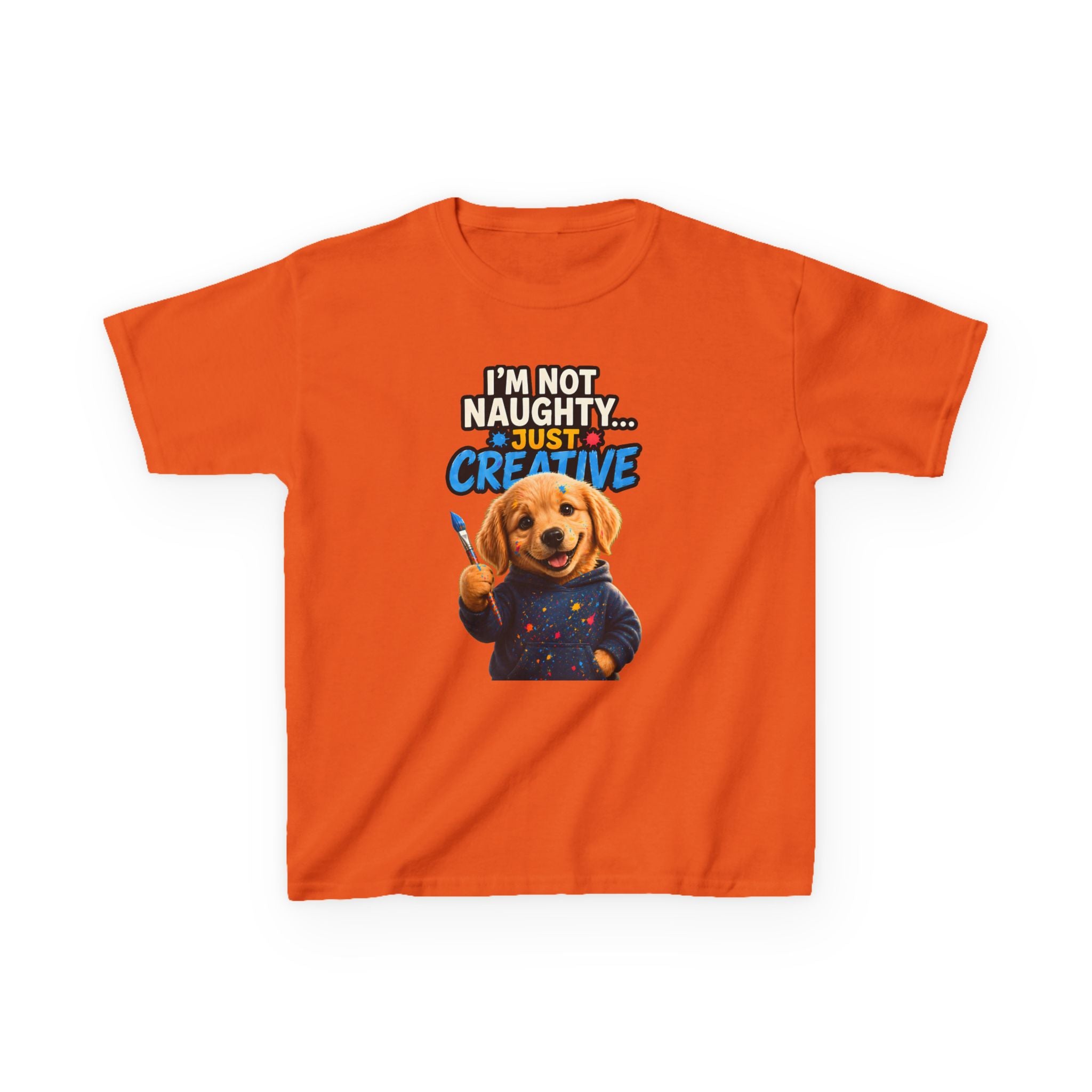 I'm Not Naughty Just Creative Kids T-Shirt | Puppy Artist Paintbrush