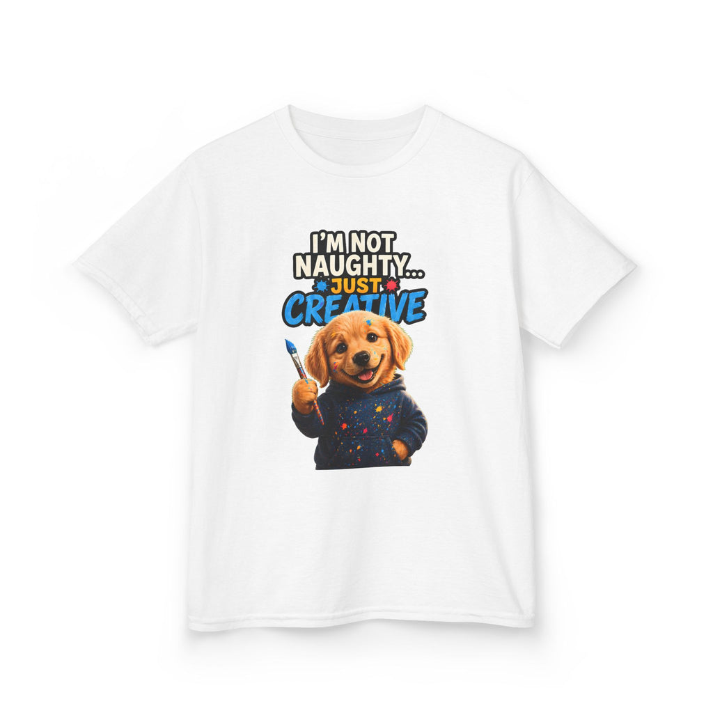 I’m Not Naughty… Just Creative – Funny Dog T-Shirt | Cute Artist Puppy Graphic Tee (Unisex)