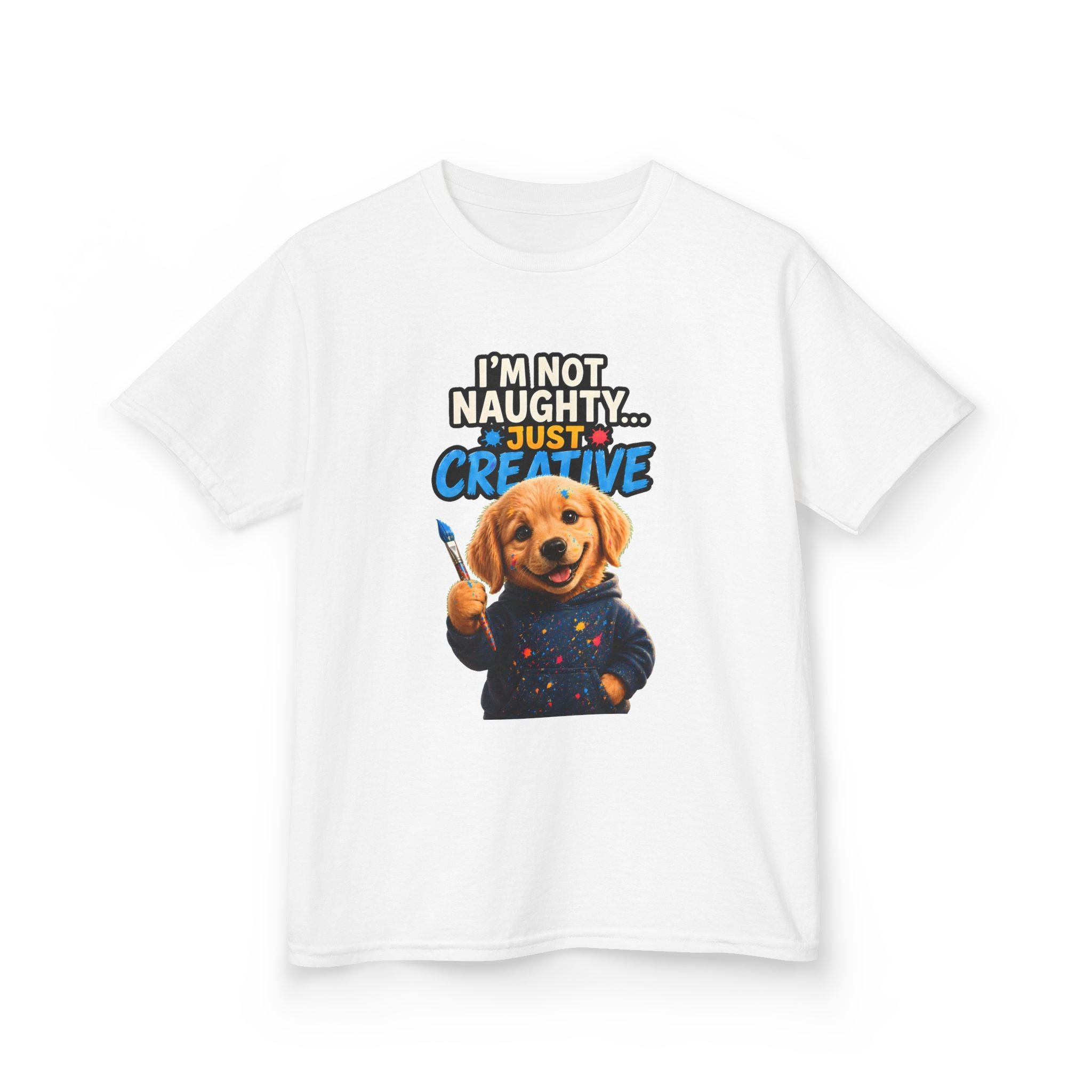 I’m Not Naughty… Just Creative – Funny Dog T-Shirt | Cute Artist Puppy Graphic Tee (Unisex)