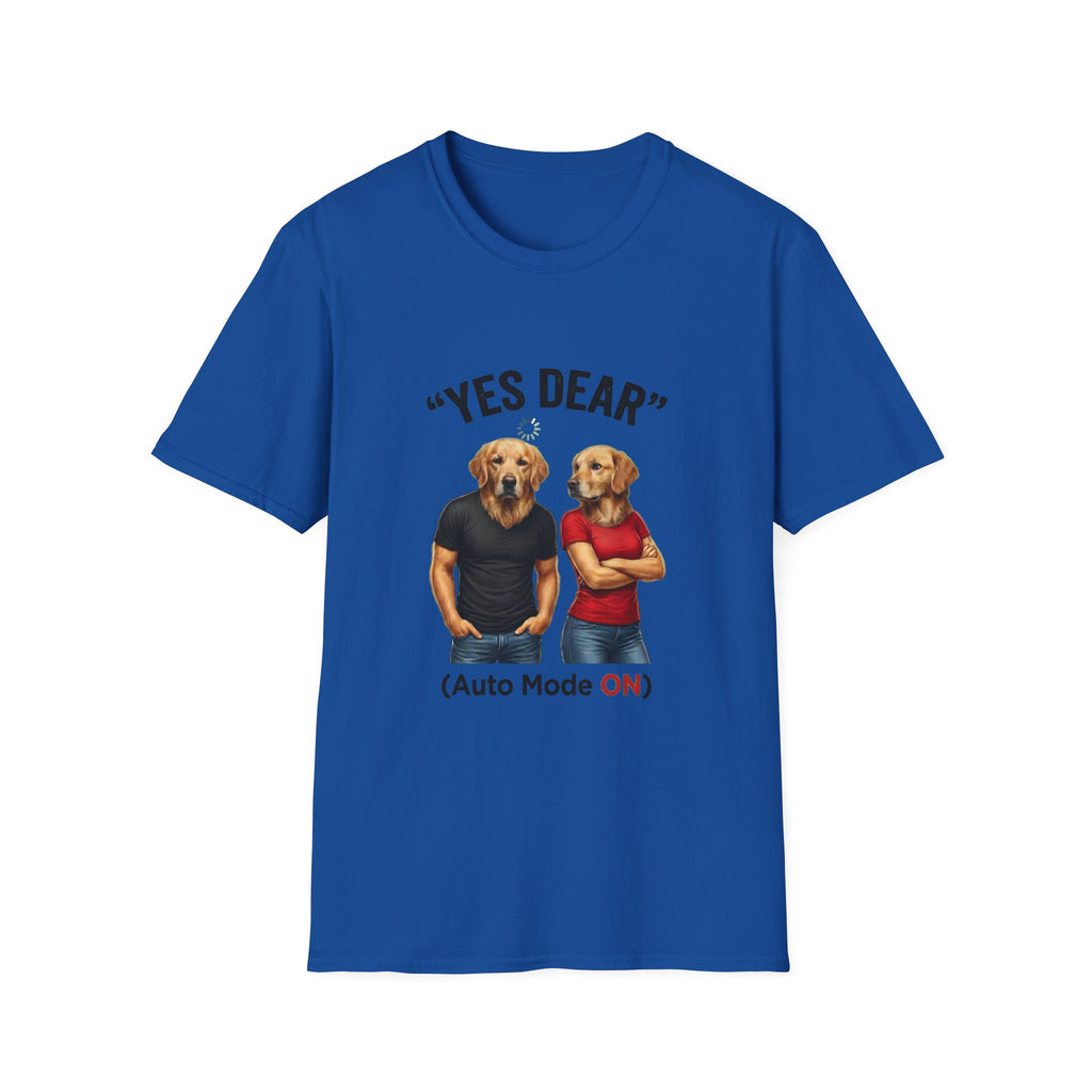 Yes Dear T-Shirt — Funny Golden Retriever Couple Tee ("Auto Mode ON")