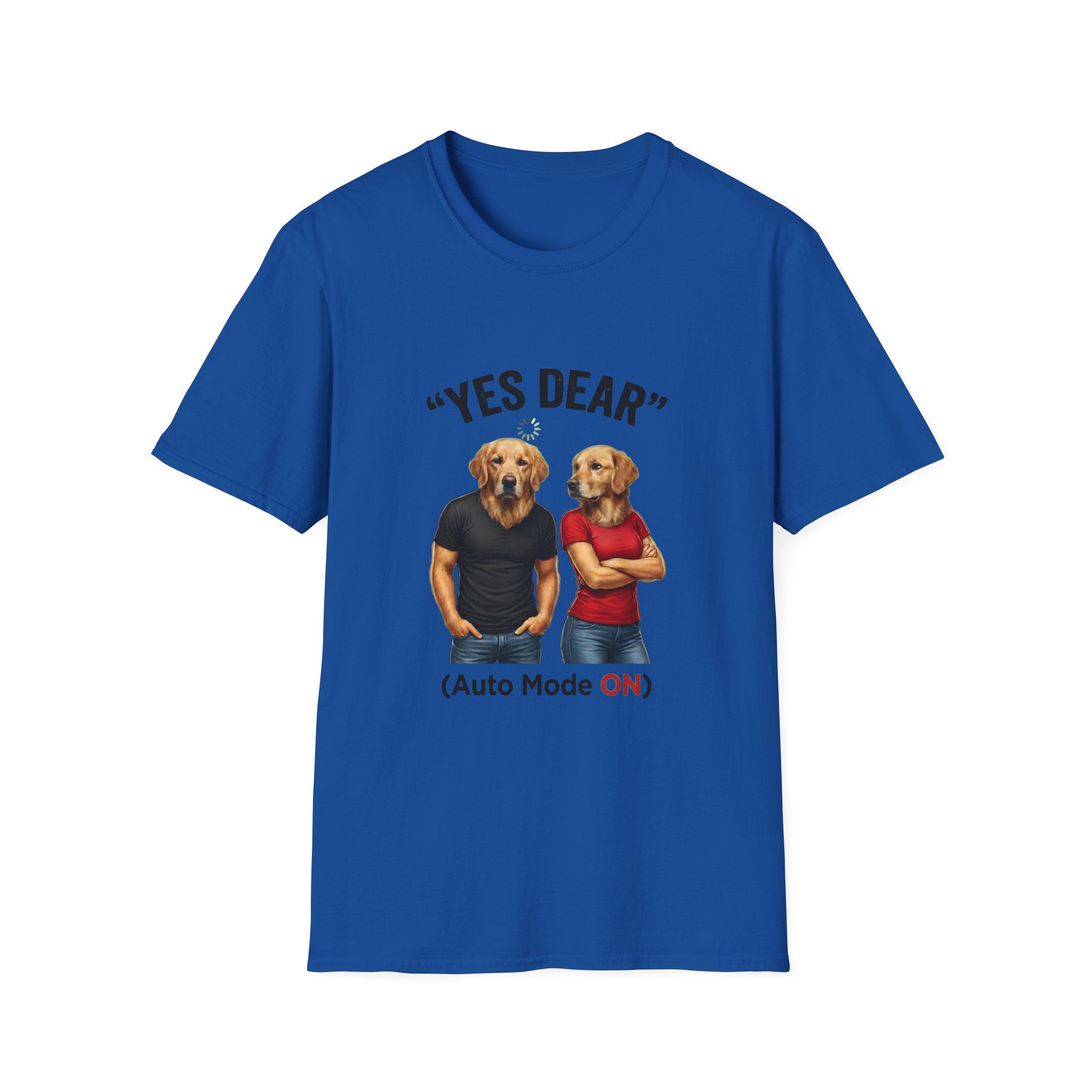 Yes Dear T-Shirt — Funny Golden Retriever Couple Tee ("Auto Mode ON")