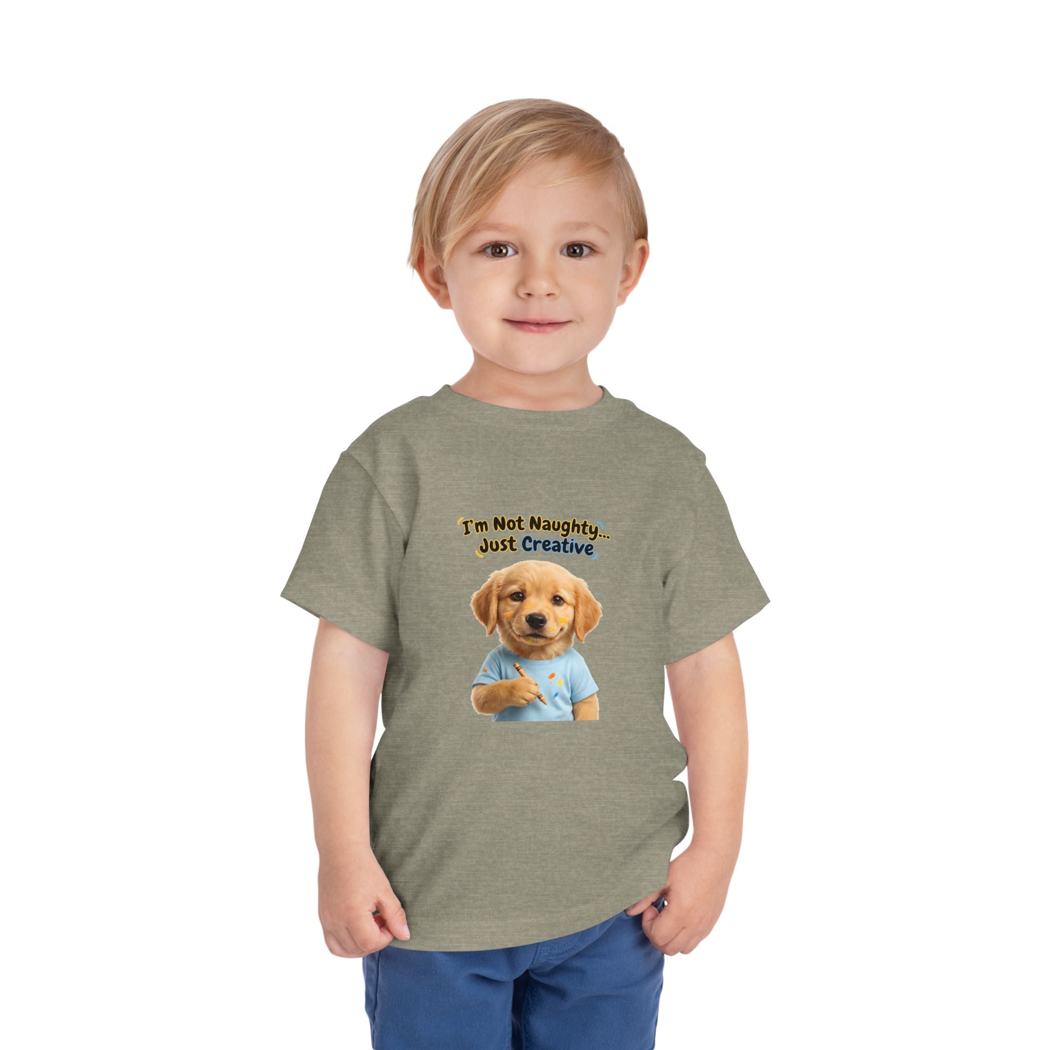I’m Not Naughty… Just Creative – Cute Puppy T-Shirt | Funny Artist Dog Tee (Unisex)