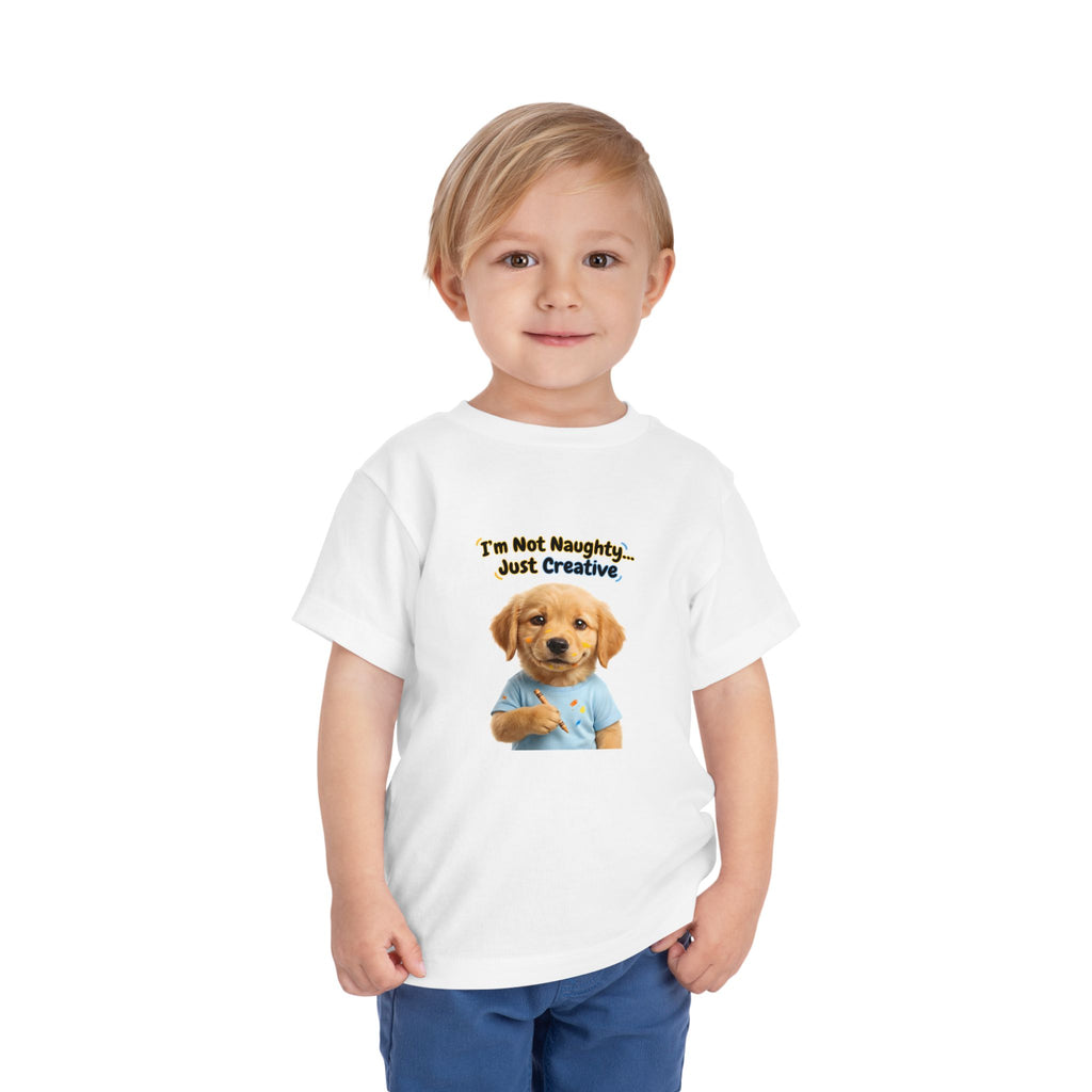 I’m Not Naughty… Just Creative – Cute Puppy T-Shirt | Funny Artist Dog Tee (Unisex)
