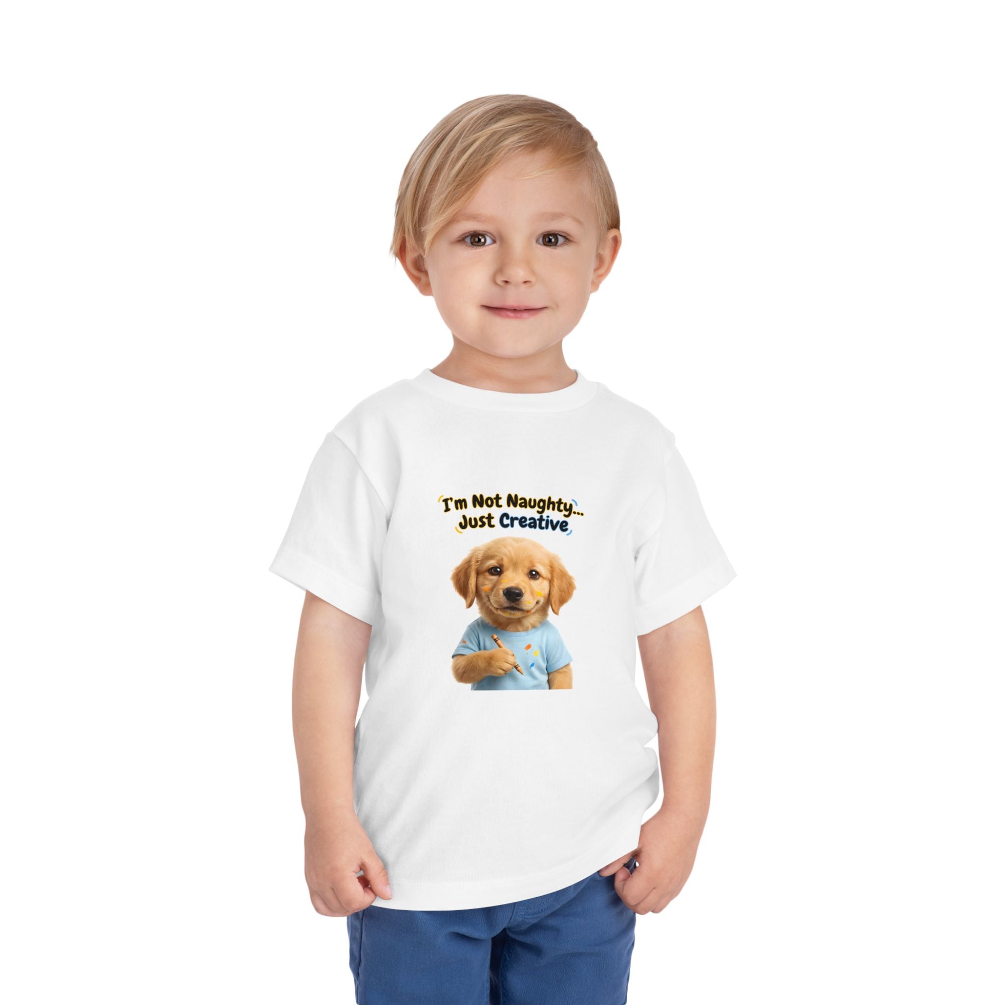 I’m Not Naughty… Just Creative – Cute Puppy T-Shirt | Funny Artist Dog Tee (Unisex)