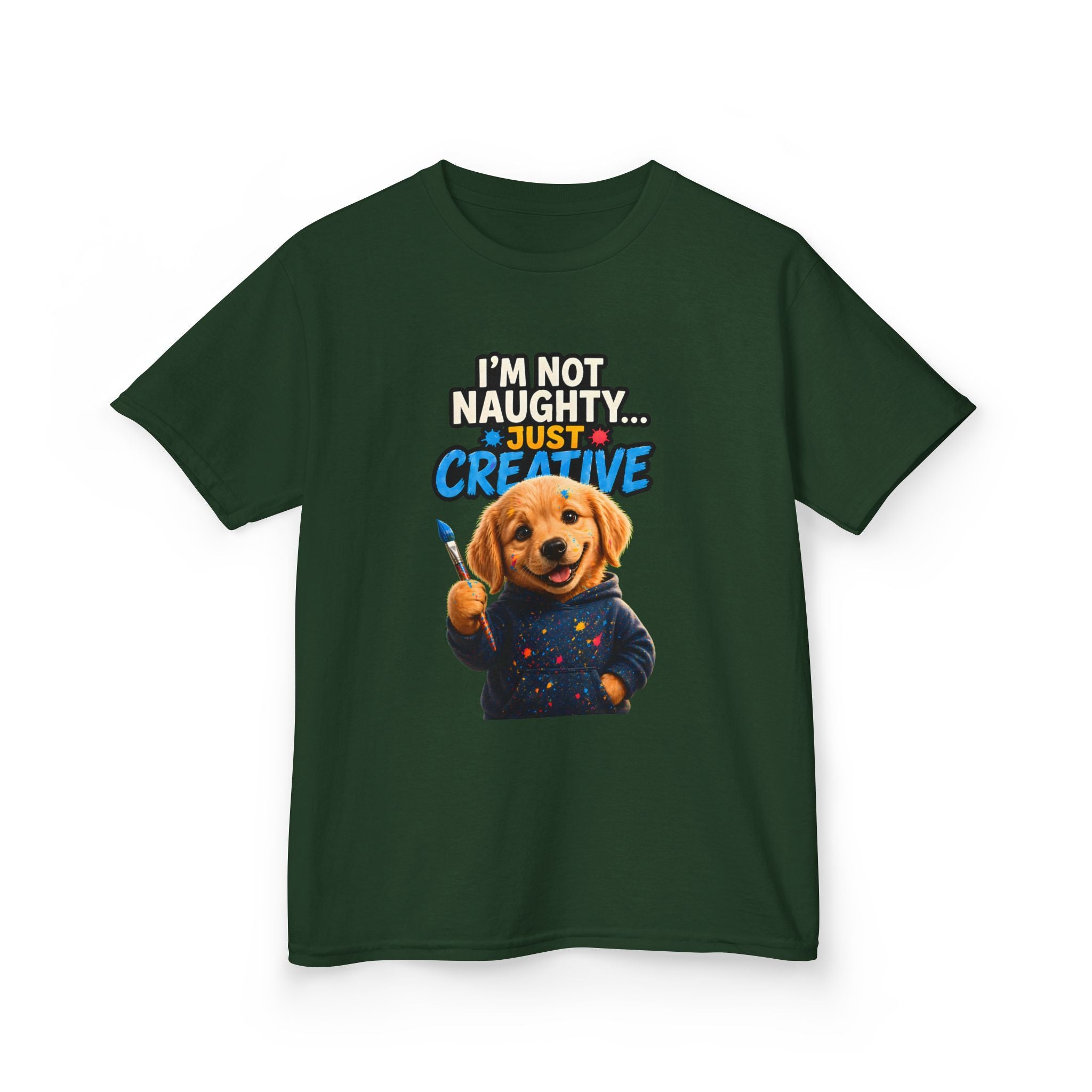I’m Not Naughty… Just Creative – Funny Dog T-Shirt | Cute Artist Puppy Graphic Tee (Unisex)