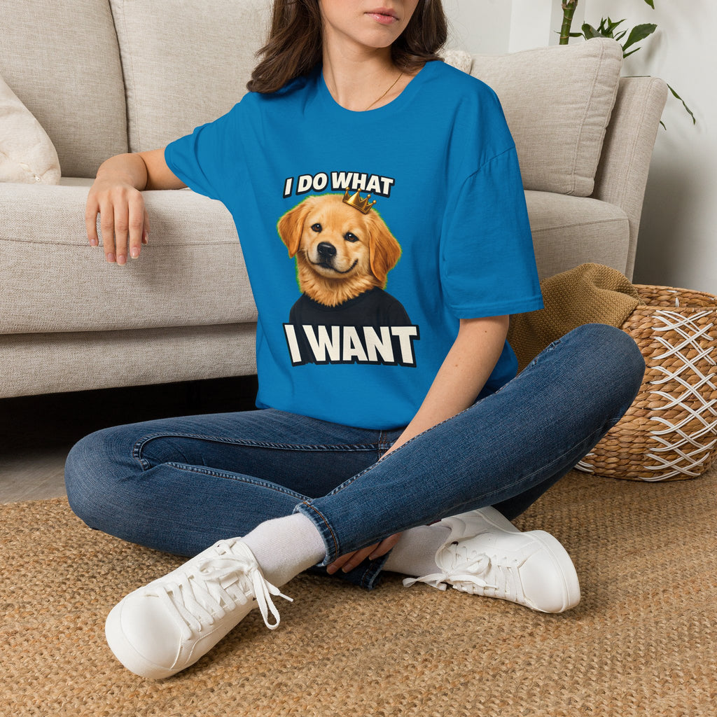 Golden Retriever Portrait I DO WHAT I WANT T-Shirt | Dog Graphic Tee