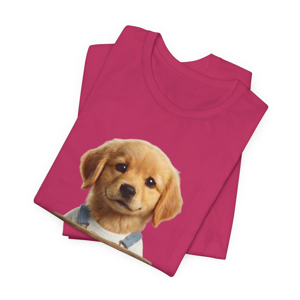 T-Shirt — Cute Puppy Holding 'Come home safe I'll Be Waiting' Sign | Dog Lover Gift