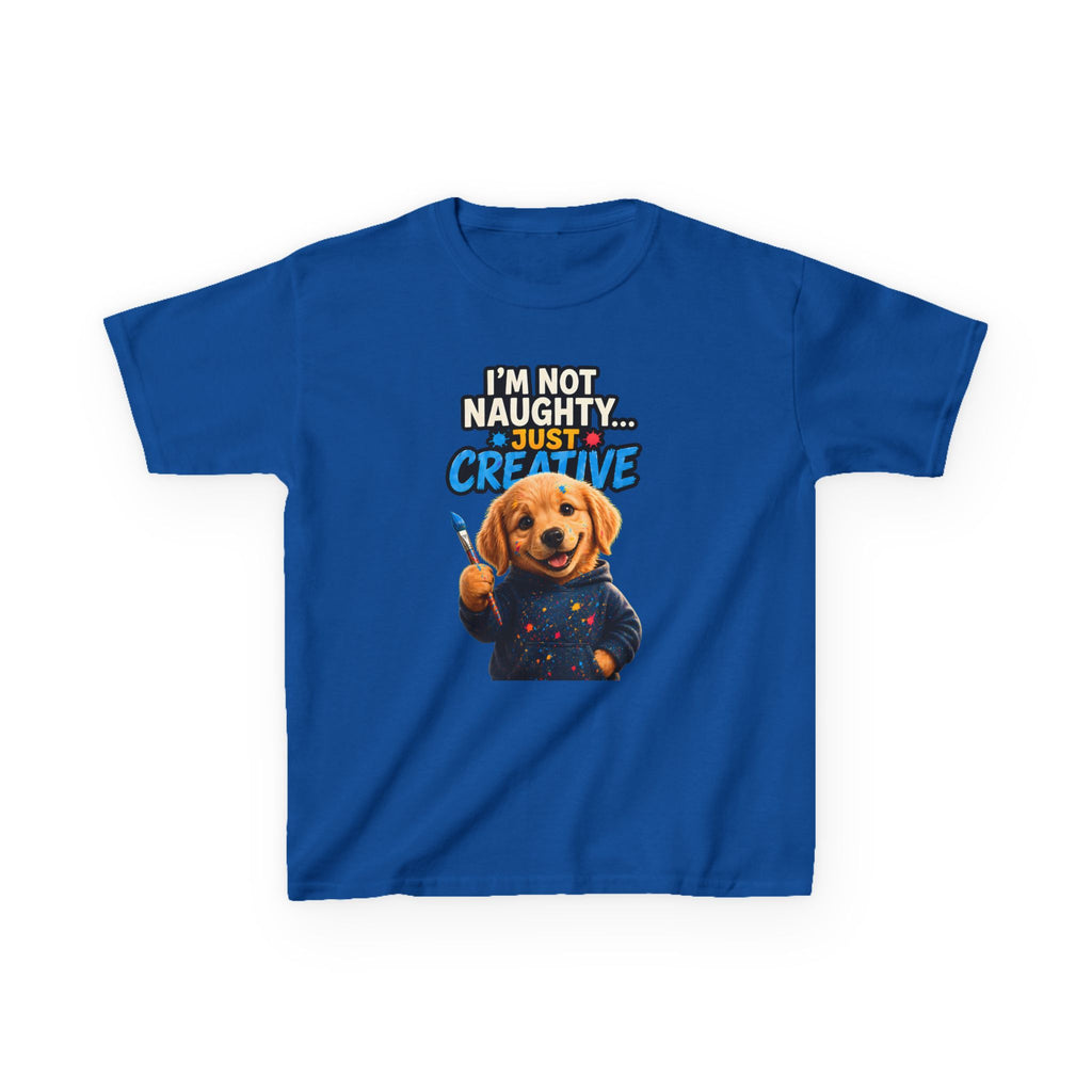 I'm Not Naughty Just Creative Kids T-Shirt | Puppy Artist Paintbrush