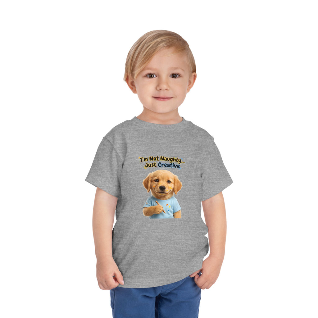 I’m Not Naughty… Just Creative – Cute Puppy T-Shirt | Funny Artist Dog Tee (Unisex)