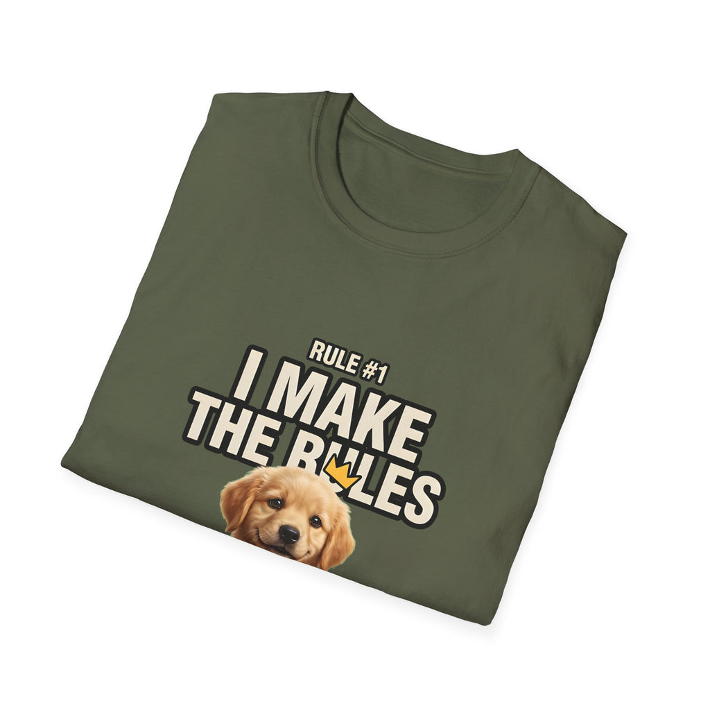 Rule #1 I Make The Rules – Funny Dog T-Shirt | Cute Boss Puppy Graphic Tee (Unisex)