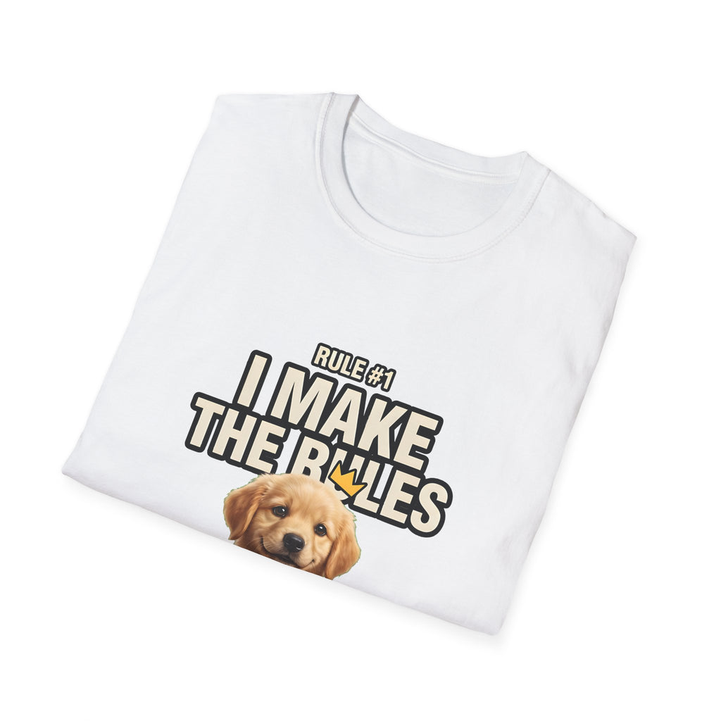 Rule #1 I Make The Rules – Funny Dog T-Shirt | Cute Boss Puppy Graphic Tee (Unisex)