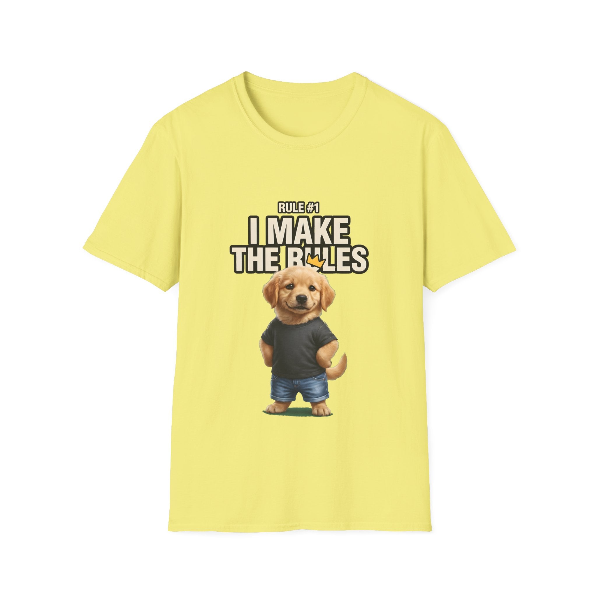 Rule #1 I Make The Rules – Funny Dog T-Shirt | Cute Boss Puppy Graphic Tee (Unisex)