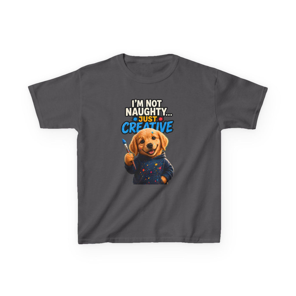 I'm Not Naughty Just Creative Kids T-Shirt | Puppy Artist Paintbrush