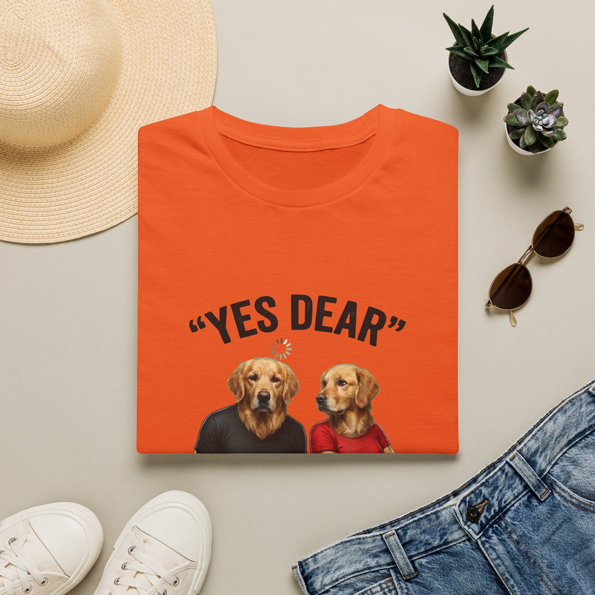 Yes Dear T-Shirt — Funny Golden Retriever Couple Tee ("Auto Mode ON")