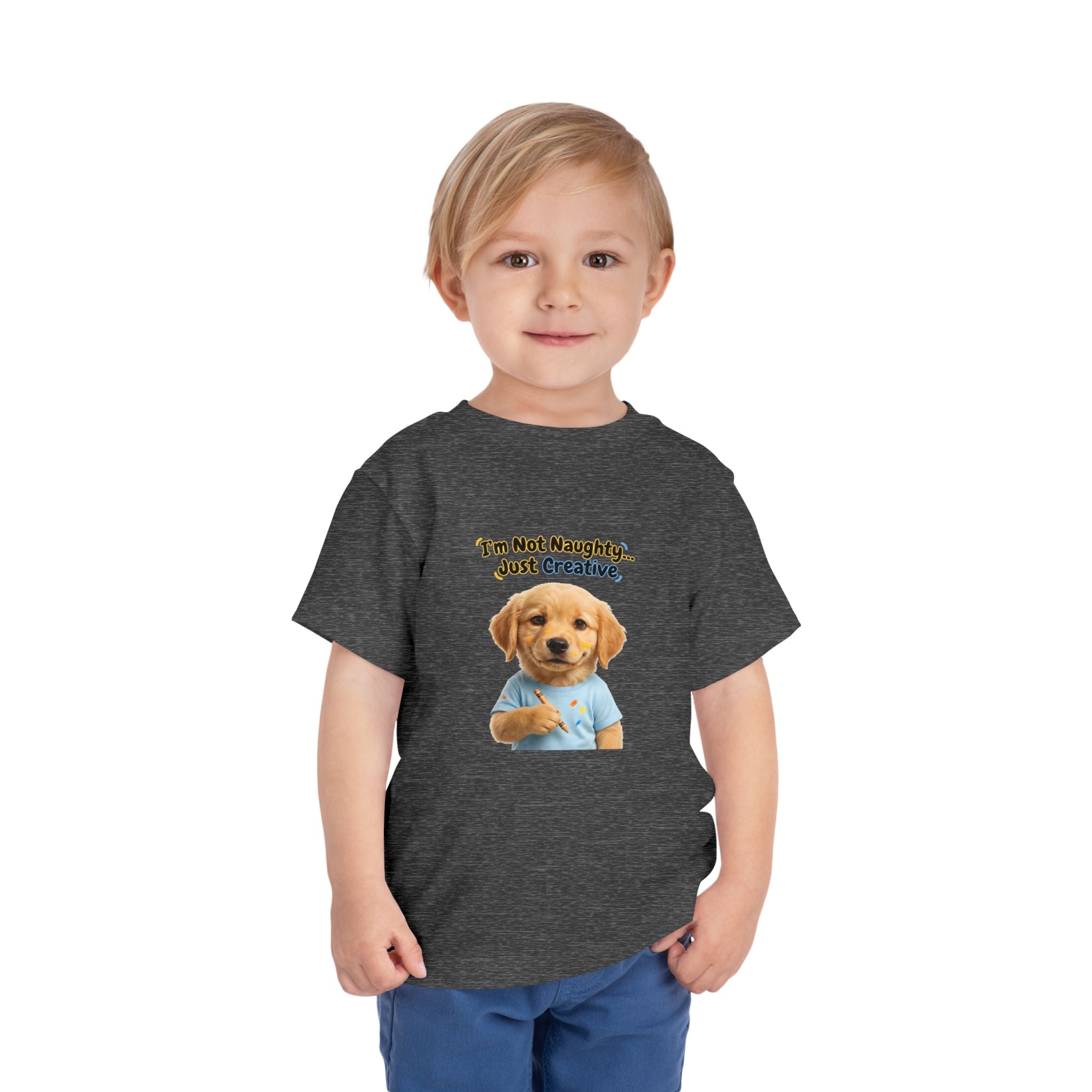 I’m Not Naughty… Just Creative – Cute Puppy T-Shirt | Funny Artist Dog Tee (Unisex)