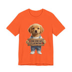 T-Shirt — Cute Puppy Holding 'Come home safe I'll Be Waiting' Sign | Dog Lover Gift