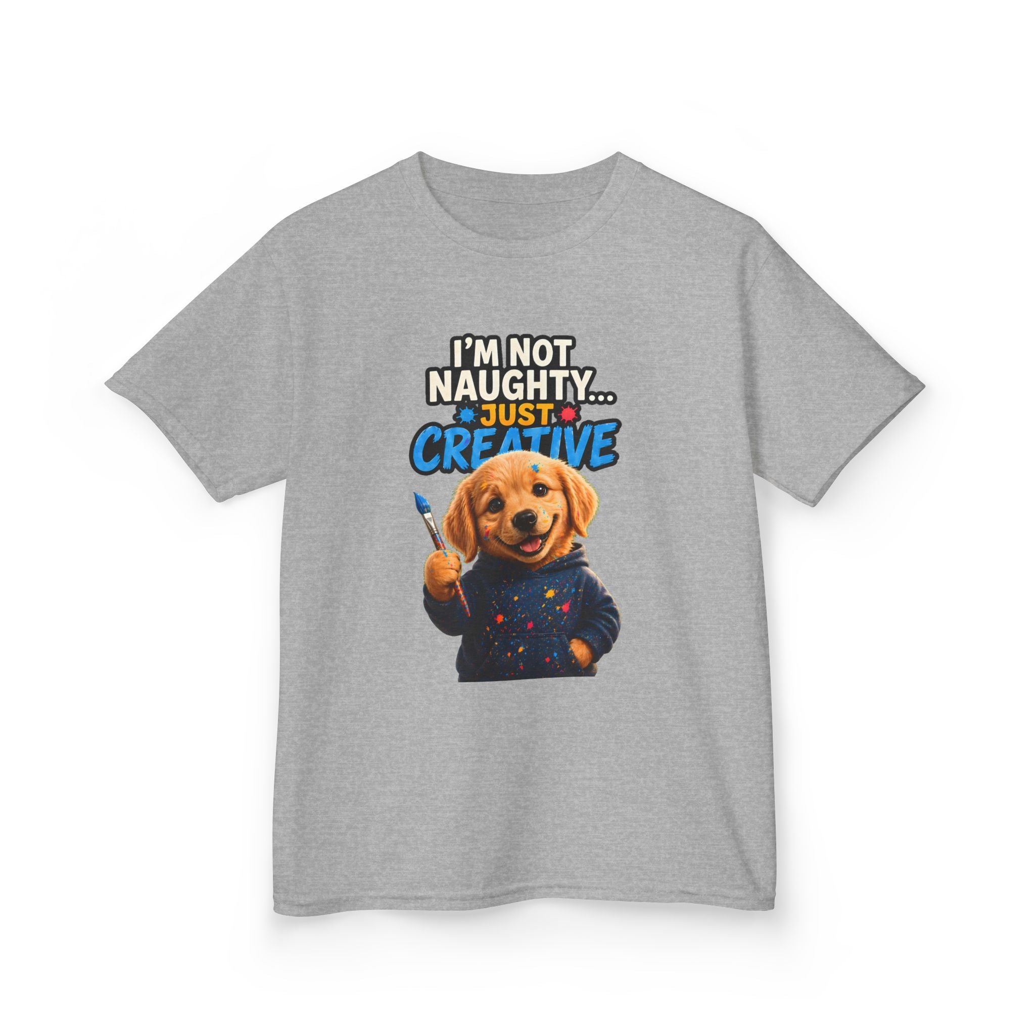 I’m Not Naughty… Just Creative – Funny Dog T-Shirt | Cute Artist Puppy Graphic Tee (Unisex)