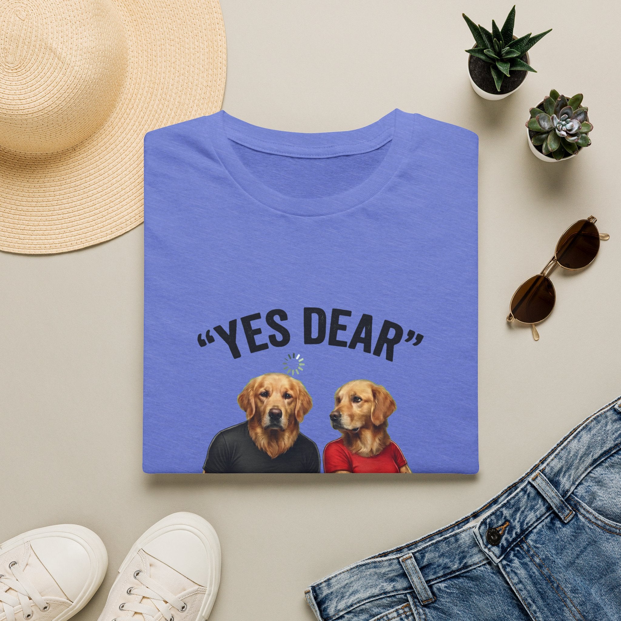 Yes Dear T-Shirt — Funny Golden Retriever Couple Tee ("Auto Mode ON")