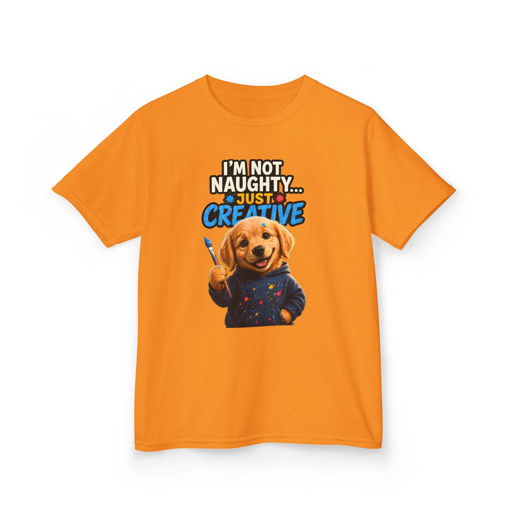 I'm Not Naughty Just Creative Kids T-Shirt | Puppy Artist Paintbrush