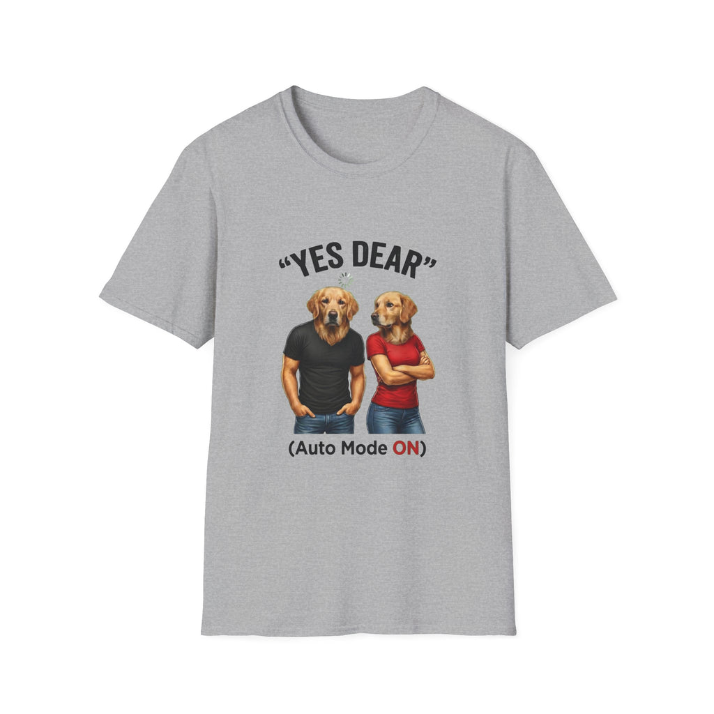 Yes Dear T-Shirt — Funny Golden Retriever Couple Tee ("Auto Mode ON")