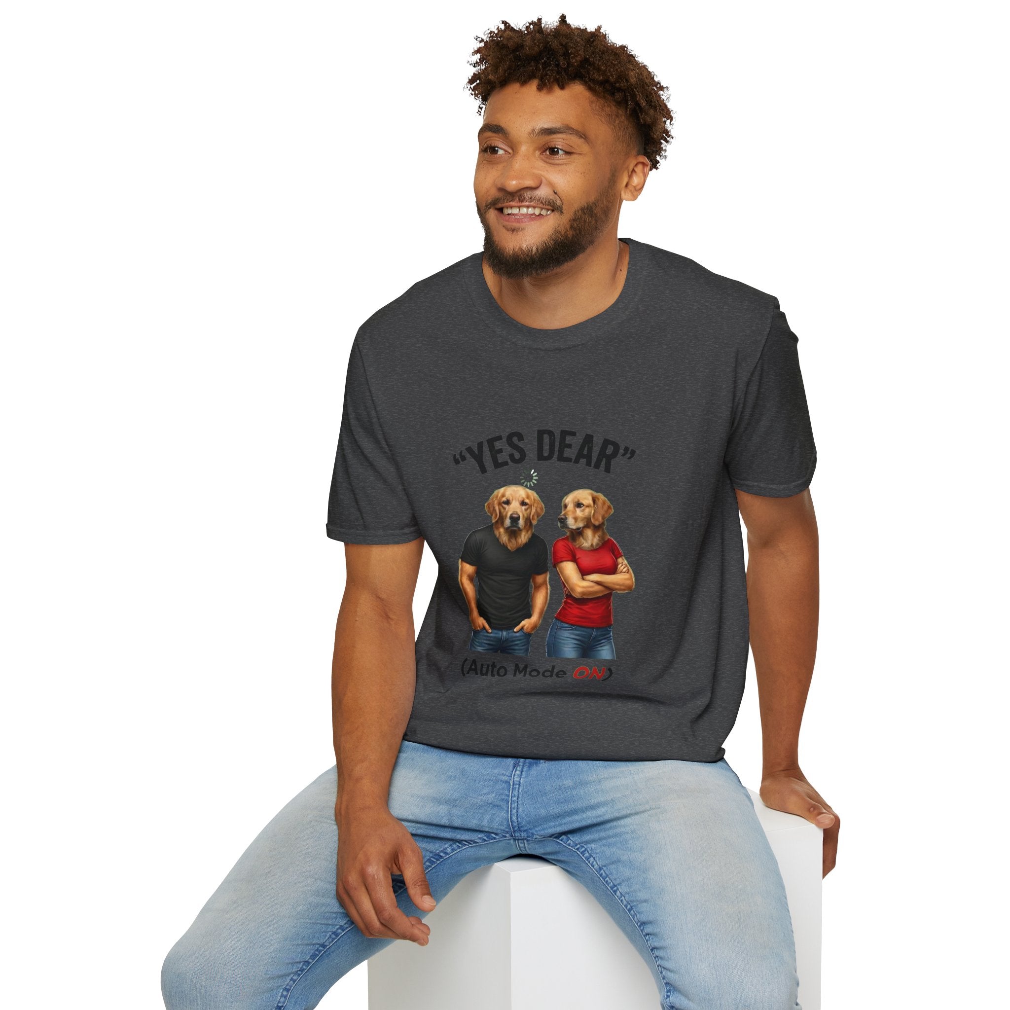 Yes Dear T-Shirt — Funny Golden Retriever Couple Tee ("Auto Mode ON")