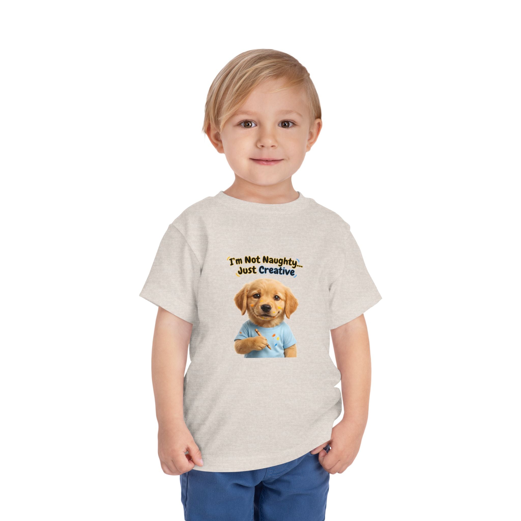 I’m Not Naughty… Just Creative – Cute Puppy T-Shirt | Funny Artist Dog Tee (Unisex)