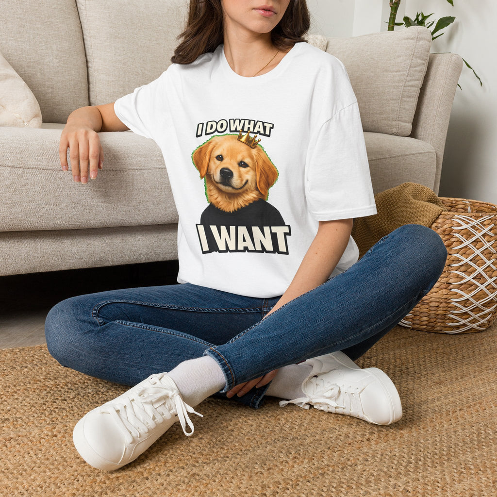 Golden Retriever Portrait I DO WHAT I WANT T-Shirt | Dog Graphic Tee
