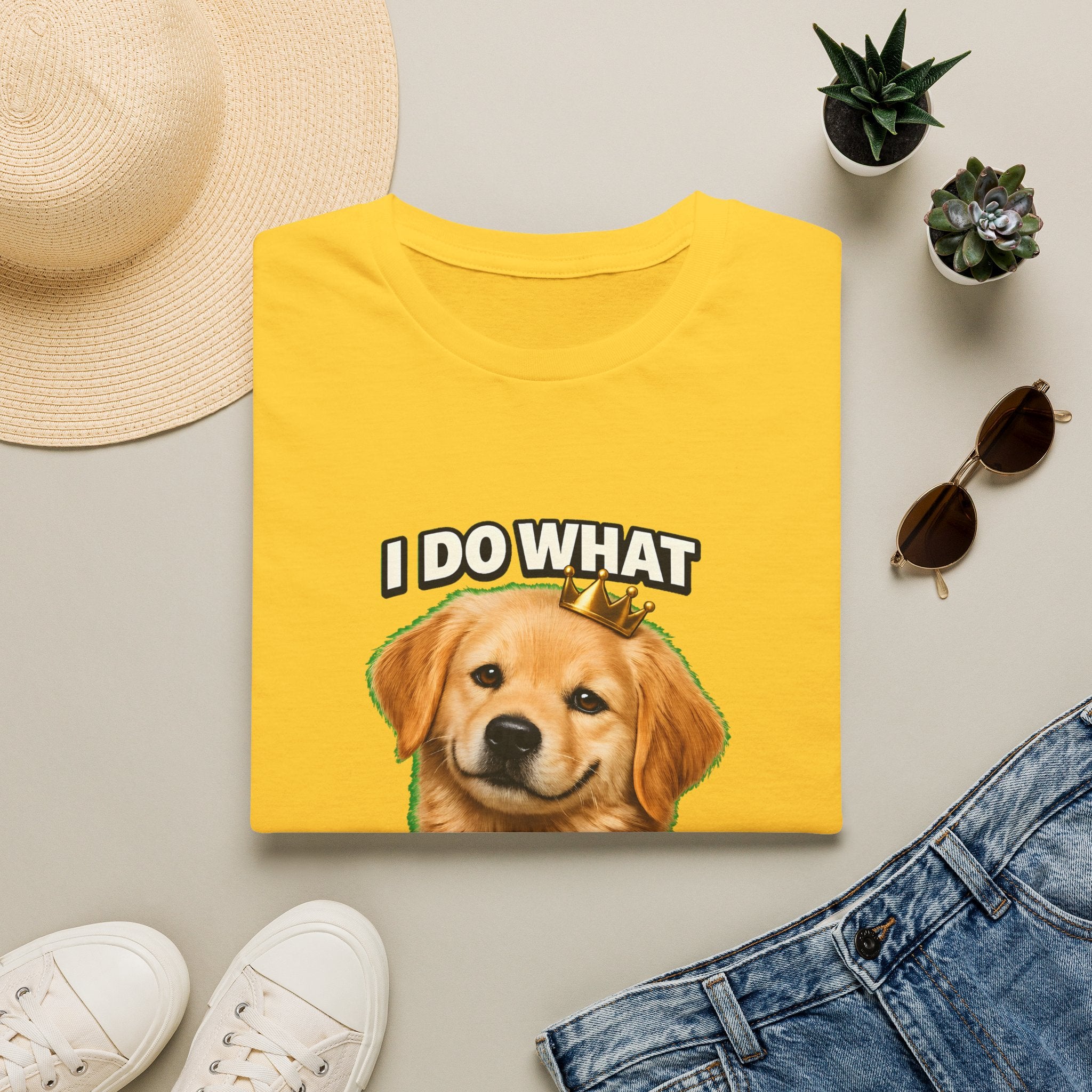 Golden Retriever Portrait I DO WHAT I WANT T-Shirt | Dog Graphic Tee