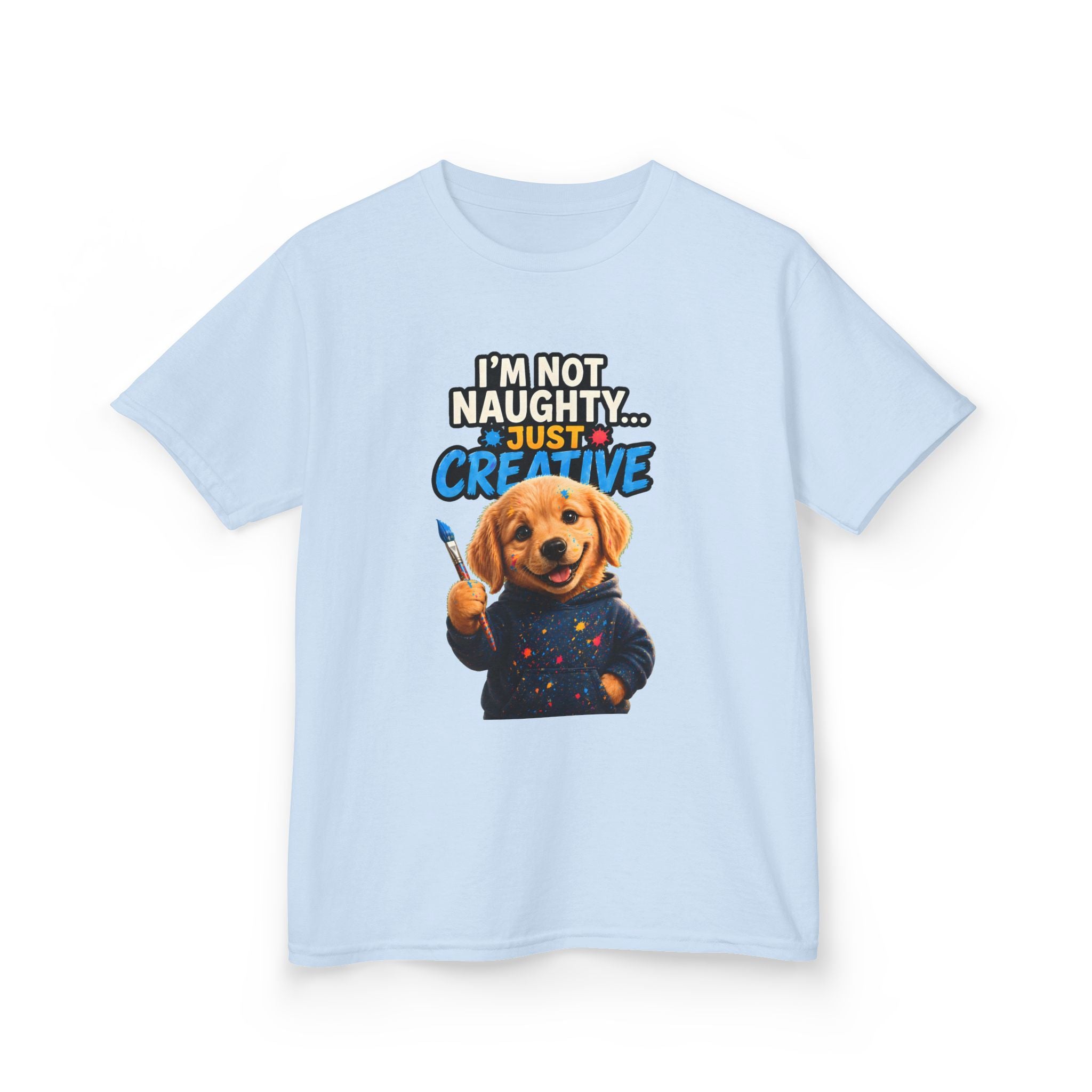I’m Not Naughty… Just Creative – Funny Dog T-Shirt | Cute Artist Puppy Graphic Tee (Unisex)