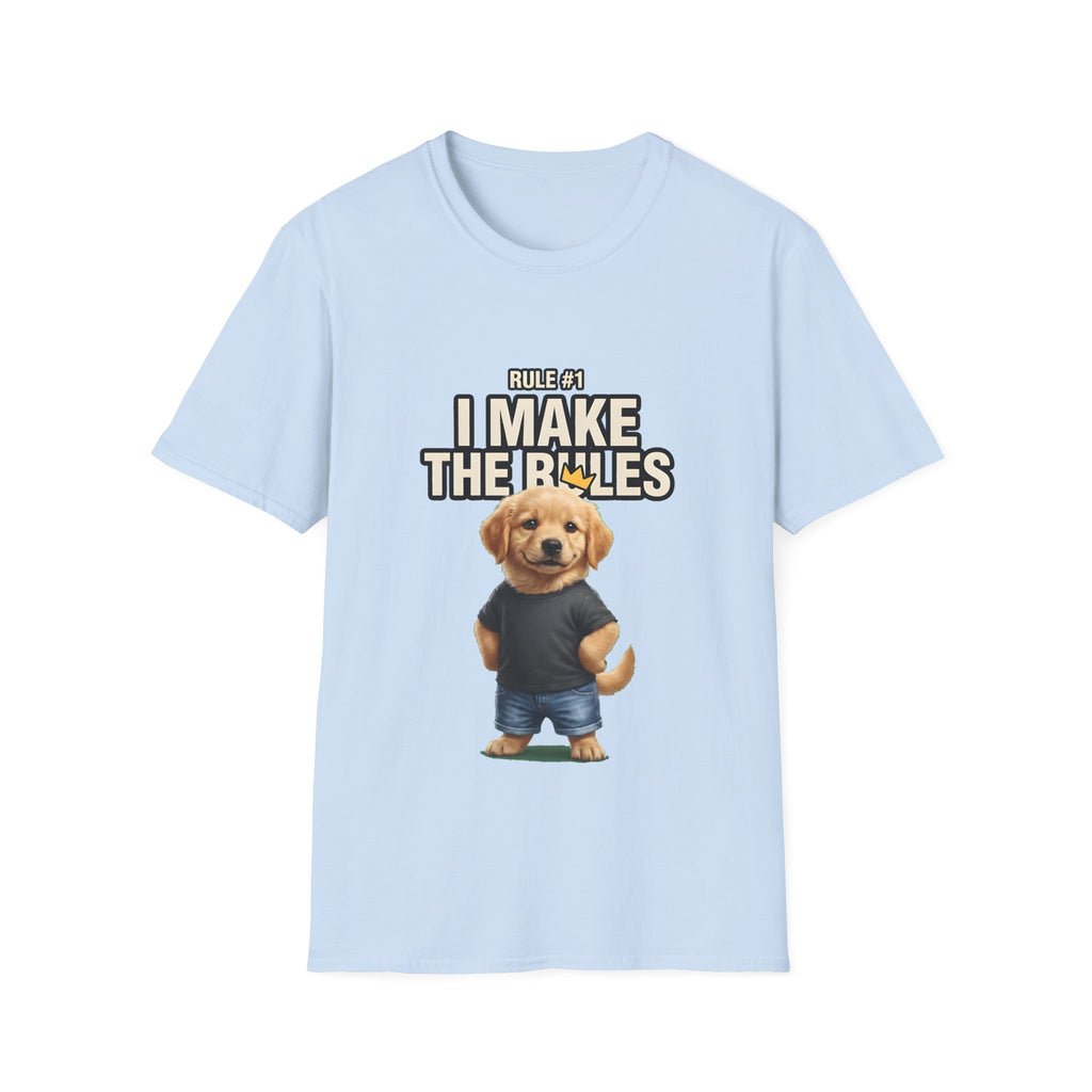 Rule #1 I Make The Rules – Funny Dog T-Shirt | Cute Boss Puppy Graphic Tee (Unisex)