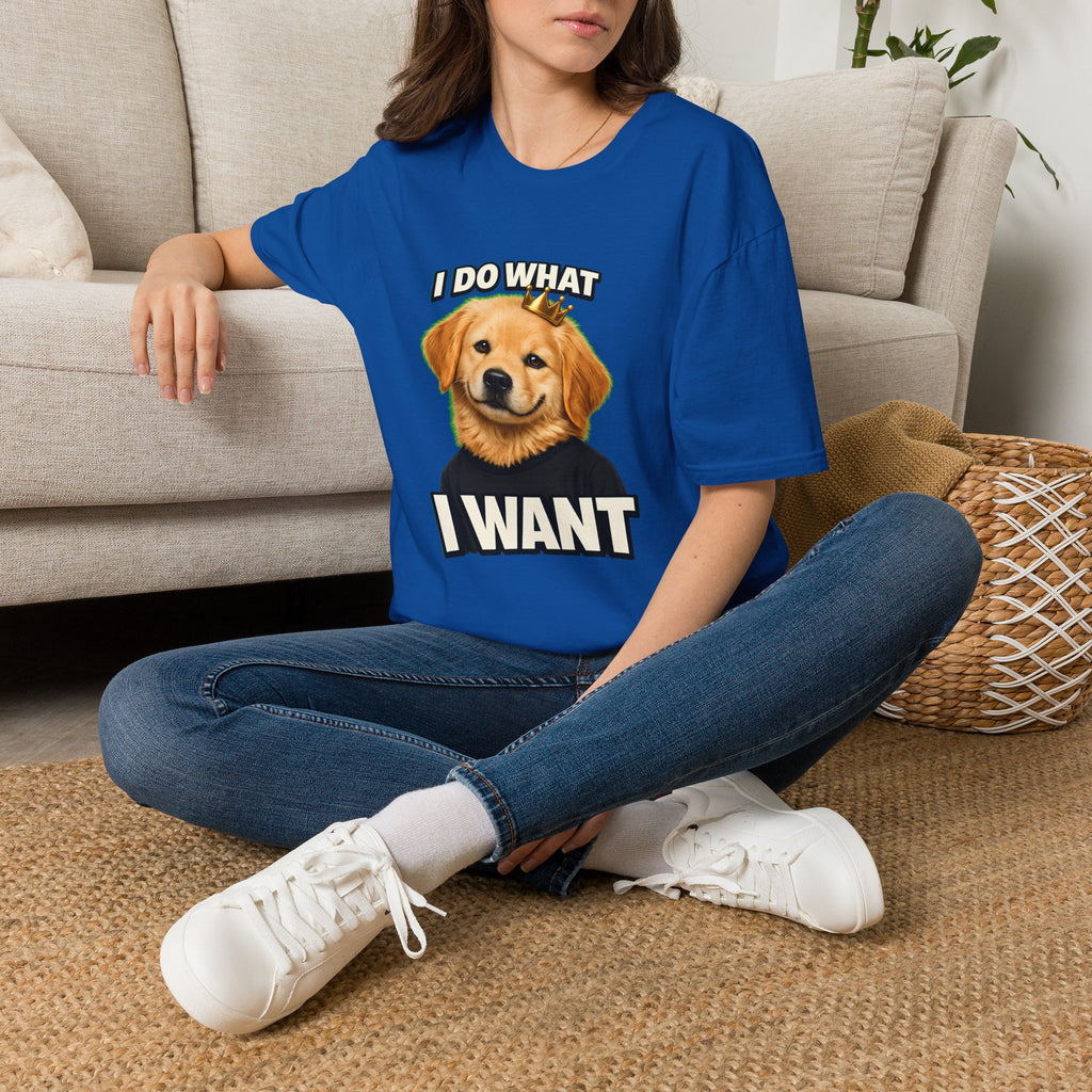 Golden Retriever Portrait I DO WHAT I WANT T-Shirt | Dog Graphic Tee