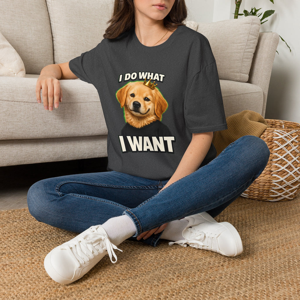 Golden Retriever Portrait I DO WHAT I WANT T-Shirt | Dog Graphic Tee