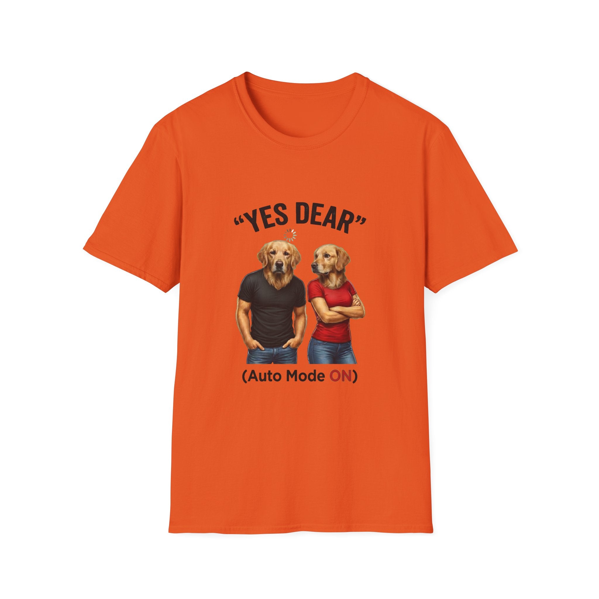 Yes Dear T-Shirt — Funny Golden Retriever Couple Tee ("Auto Mode ON")