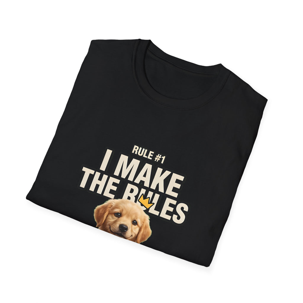 Rule #1 I Make The Rules – Funny Dog T-Shirt | Cute Boss Puppy Graphic Tee (Unisex)