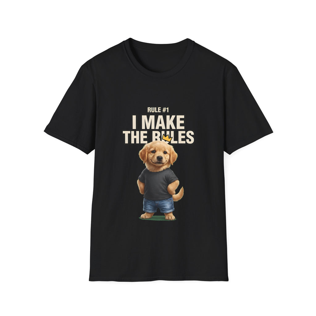 Rule #1 I Make The Rules – Funny Dog T-Shirt | Cute Boss Puppy Graphic Tee (Unisex)