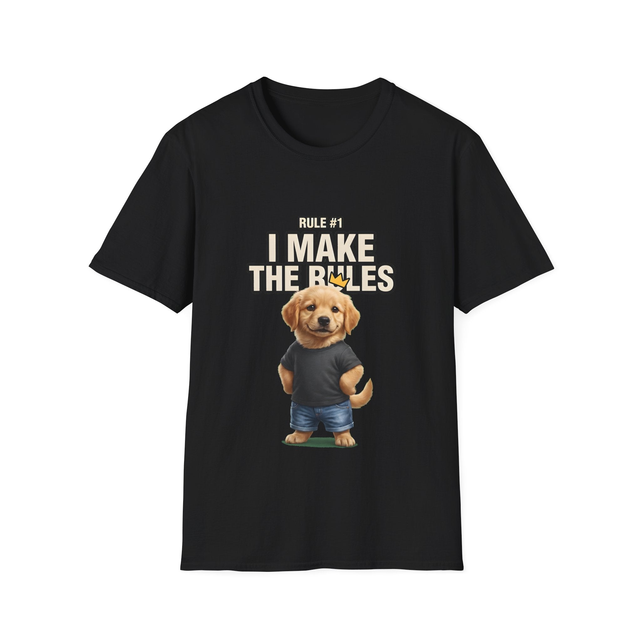 Rule #1 I Make The Rules – Funny Dog T-Shirt | Cute Boss Puppy Graphic Tee (Unisex)