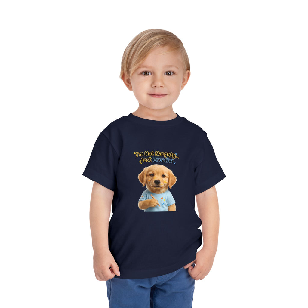 I’m Not Naughty… Just Creative – Cute Puppy T-Shirt | Funny Artist Dog Tee (Unisex)